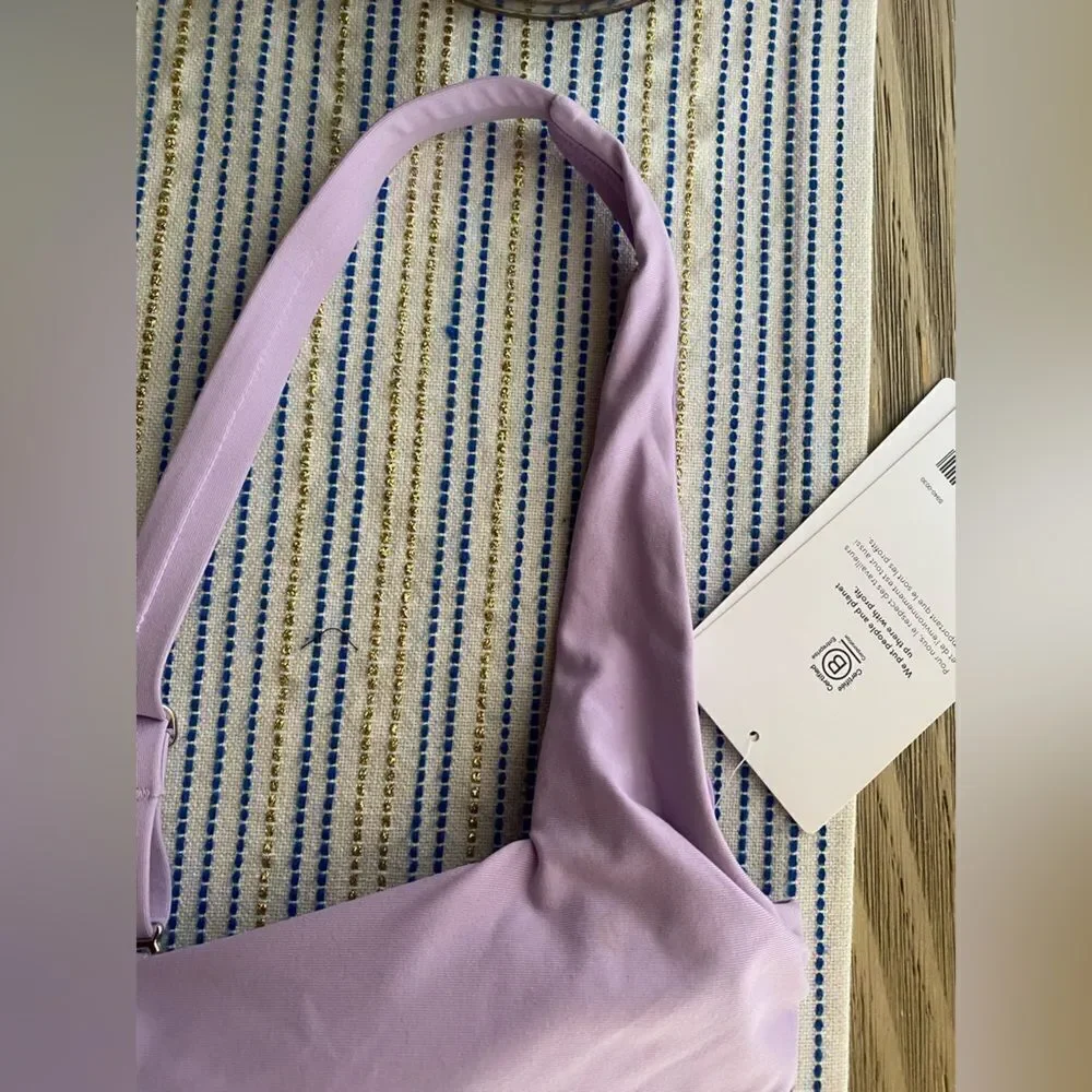 ATHLETA Square Neck Bra Cup Bikini Top Lavender Sz 40D NWT